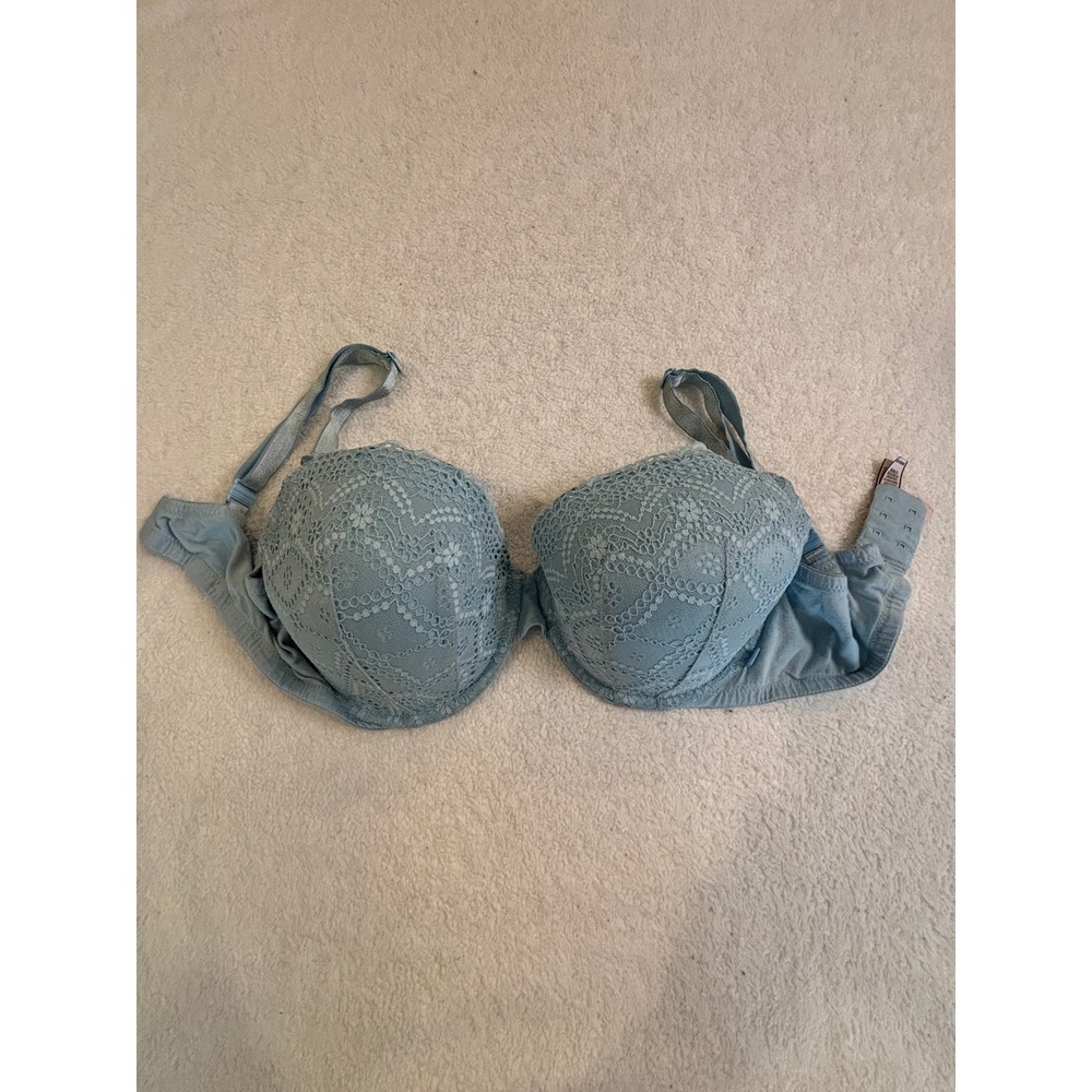 Victoria's Secret Demi Double Lace Underwire Bra Light Blue 36DD E80